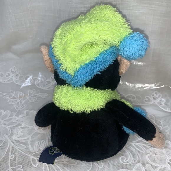 The Petting Zoo baby Chimp Monkey plush 7" black wearing hat & scarf 1994 - Picture 6 of 10